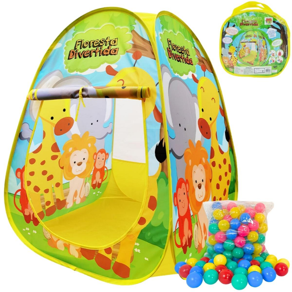 Barraca Infantil com Bolinhas Menina Menino Toca Tenda Cabaninha Dobrável Floresta Safari Zoo em Oferta na Shopee
