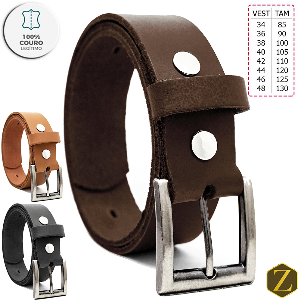 Cinto Largo Masculino Em Couro 100% Natural Casual Social Zauffani
