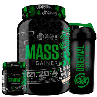 Kit Massa Hipercalórico MASS GAINER + Creatina 100g + Coqueteleira - Original Nutrition