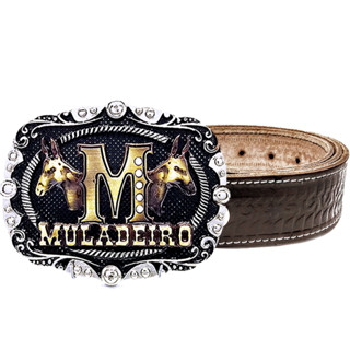 Cinto Masculino Country Couro Com Fivela Muladeiro Cowboy