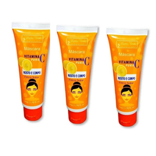 Kit 3 Mascara Facial Vitamina C Pura Com Filtro Solar