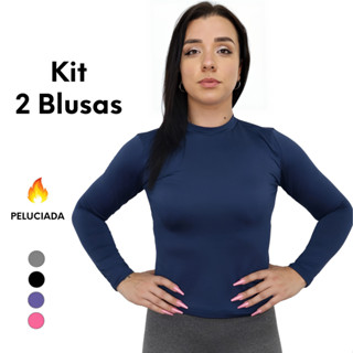KIT 2 Blusas Feminina Segunda Pele Térmica Peluciada Inverno Frio