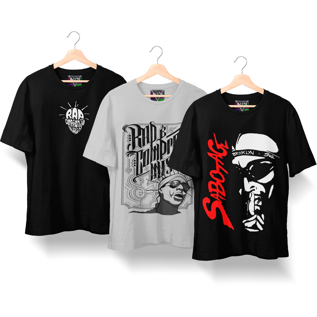 Camiseta Sabotage Rap E Compromisso underground brasileiro, rzo, do gueto, facção central, Hip-Hop