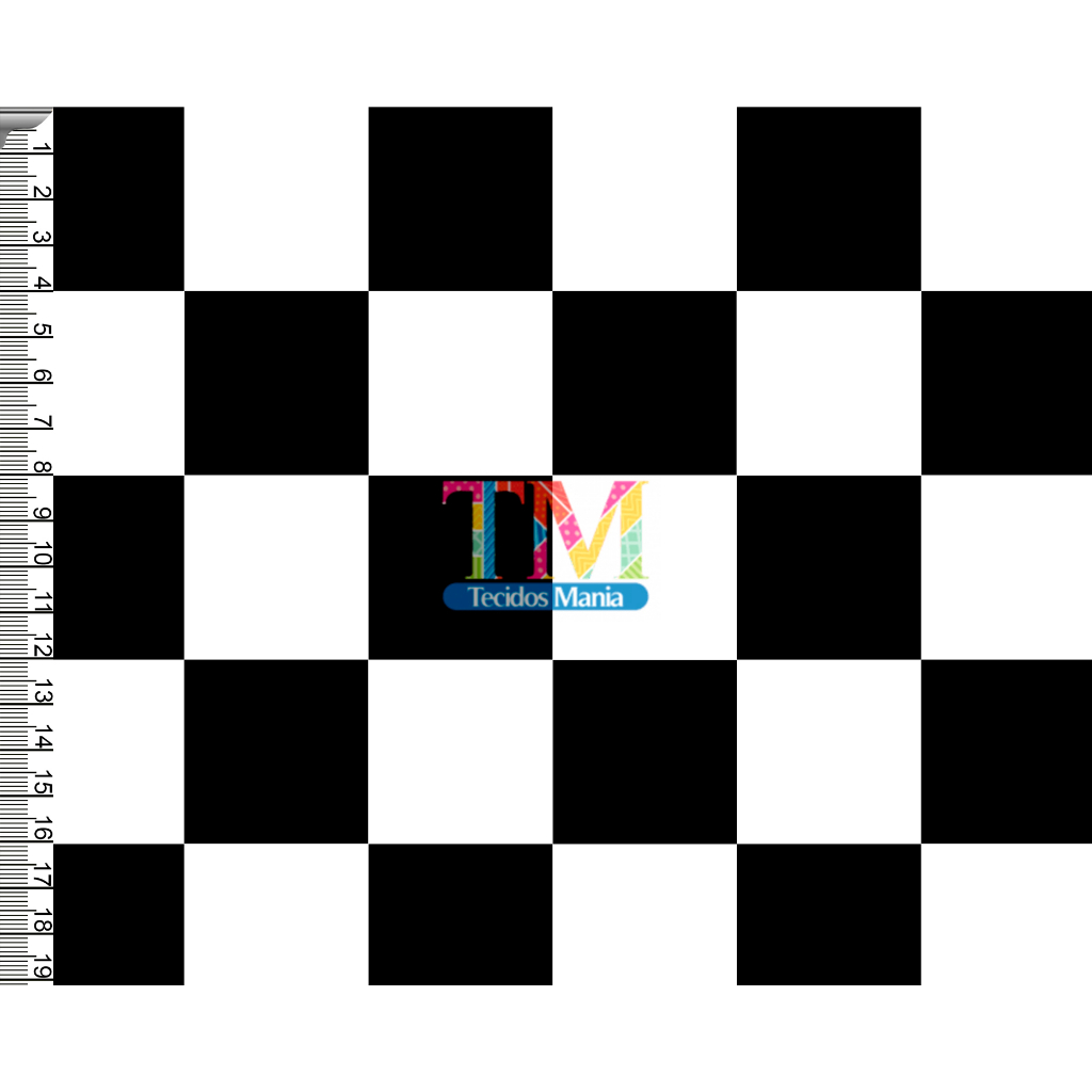 Tecido tricoline, microfibra ou gabardine estampado - Quadriculado - Corrida - 0.50CM