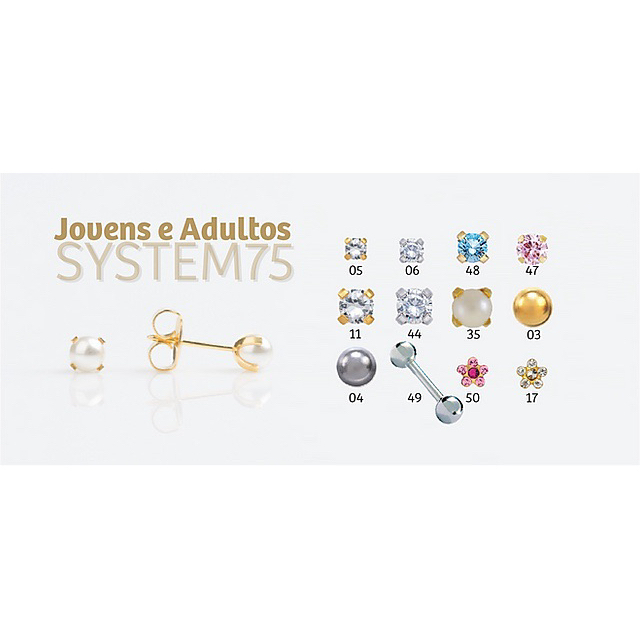 Brincos de Perfuração jovens e adultos System 75(1 PAR)