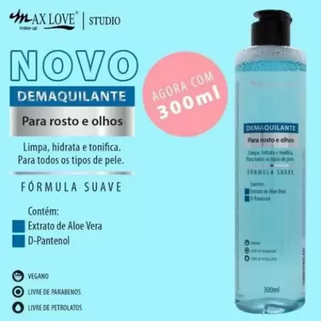 Demaquilante Para Rosto e Olhos 300ml Max Love