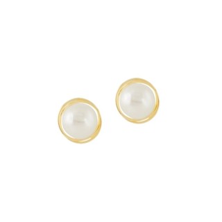 1 par de brinco rococó ninho com pérola de 4mm em ouro 18k teor 750 adulto e infantil