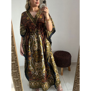 Vestido Kaftan Longa Moda Boho Hippie Plus Size