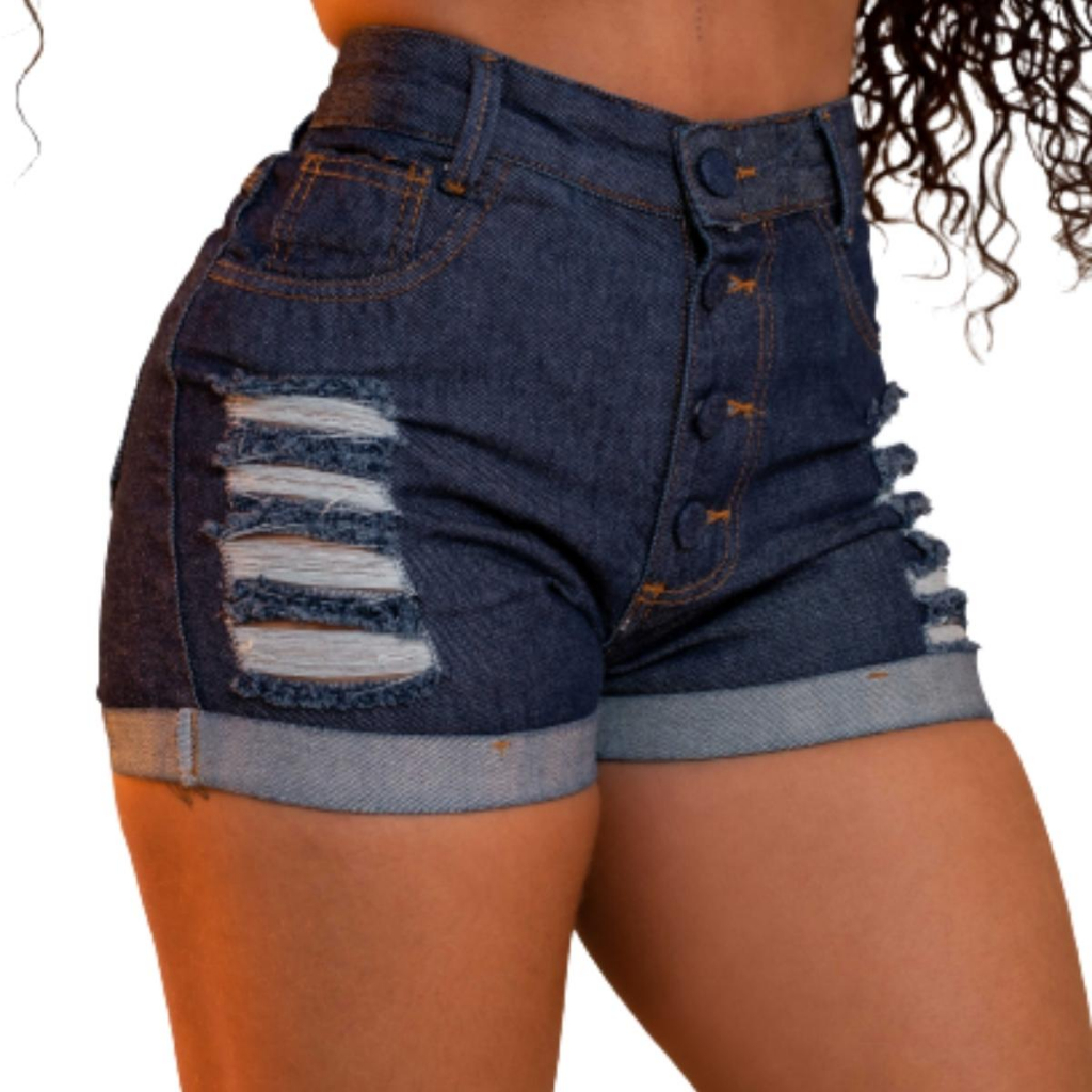 Bermuda Feminino Jeans bermuda Jeans Rasgado Feminino 100% Algodão