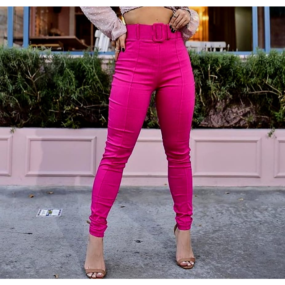 Calça Skinny Bengaline Com Cinto Lindas Pronta Entrega em Oferta na Shopee