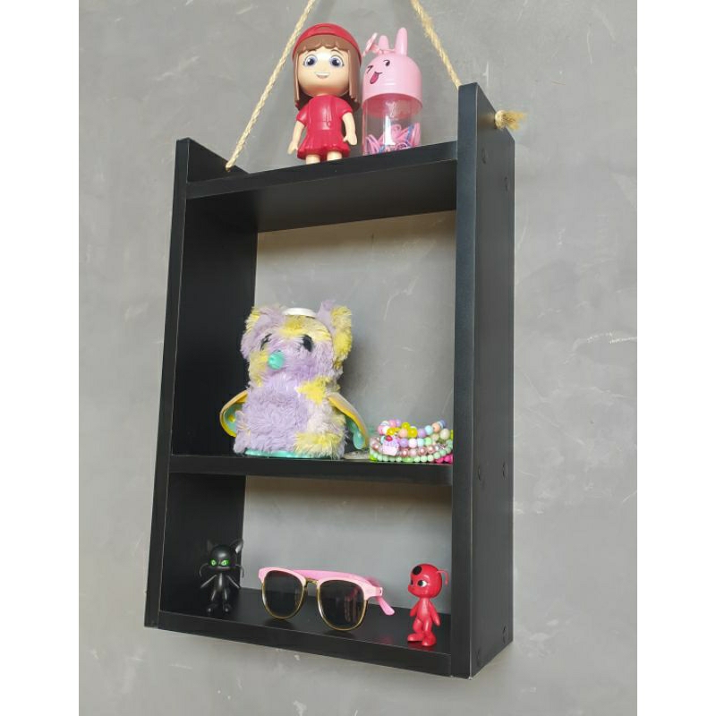 Nicho com corda de sisal decorativos para banheiro quarto lavanderia . Organizacional e decorativo, MDF preto  45x12x27