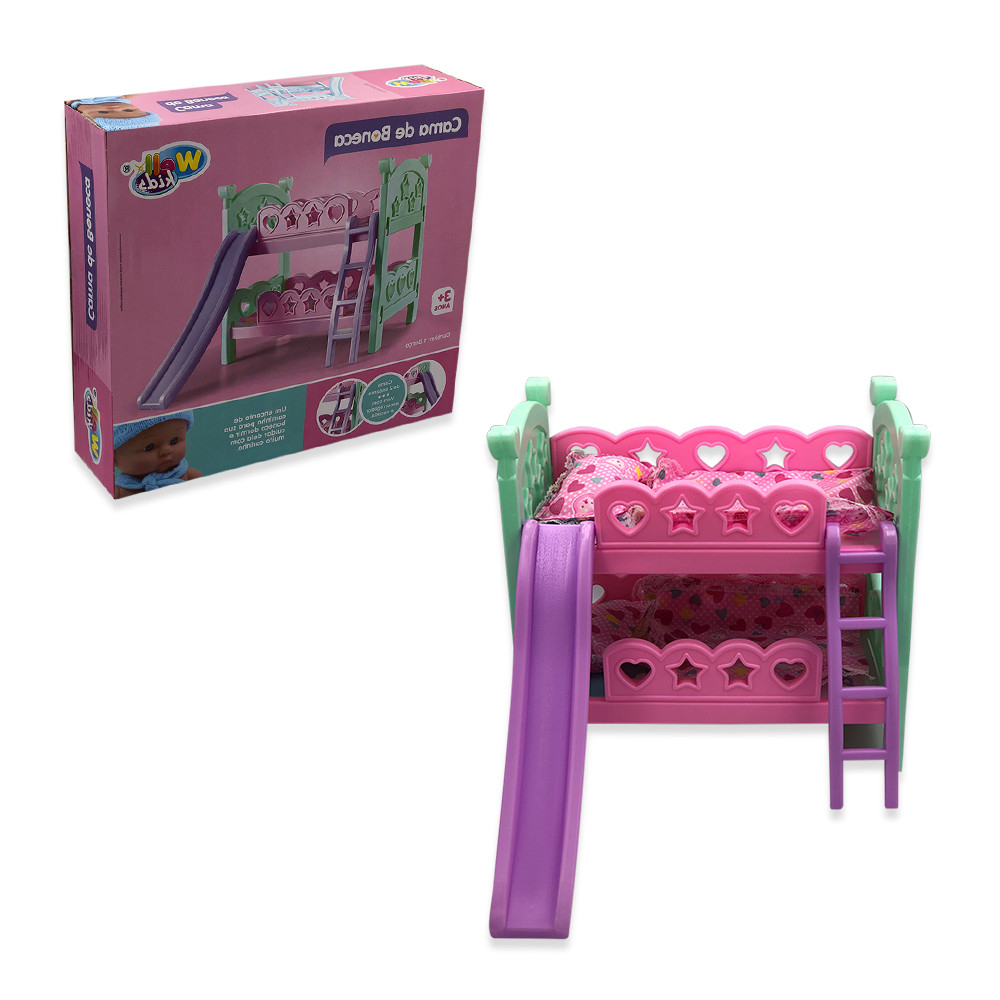 Cama De Boneca Berço De Brinquedo Berço Infantil Brinquedo Infantil Menina Barbie Rosa 28 cm x Larg cm