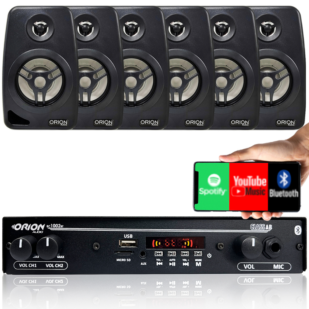 Kit Som Ambiente 1002 Bt Control + 6 Caixas Parede Preta 55w em Oferta na Shopee