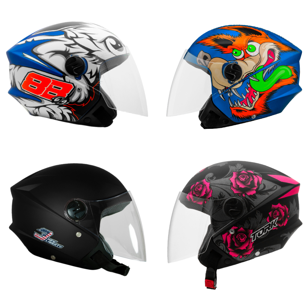 Capacete Aberto Moto Varios Modelo Feminino Masculino New Liberty Three 3 Com Viseira Cristal em Oferta na Shopee