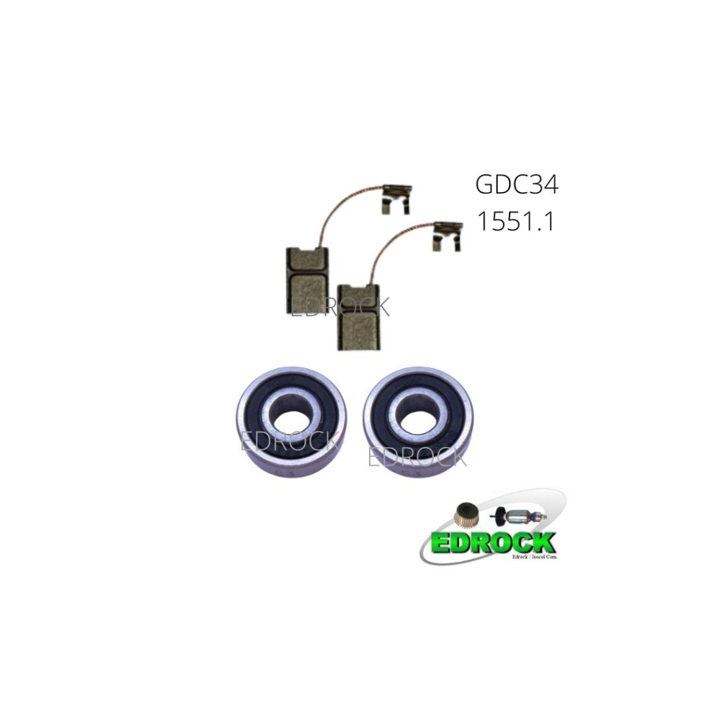 Rolamentos do Induzido + Carvão Para Serra Mármore Bosch GDC 34  / 1551.1
