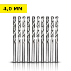 Kit Jogo Brocas Aço Rápido 10 Unidades 4mm Para Móveis Ferro Alumínio Multiuso Marcenaria