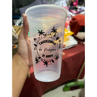 100 Copos Descartáveis Personalizados 300ml em Oferta na Shopee