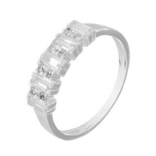 Anel Feminino Prata 925 5 Navetes Cristais Garantia