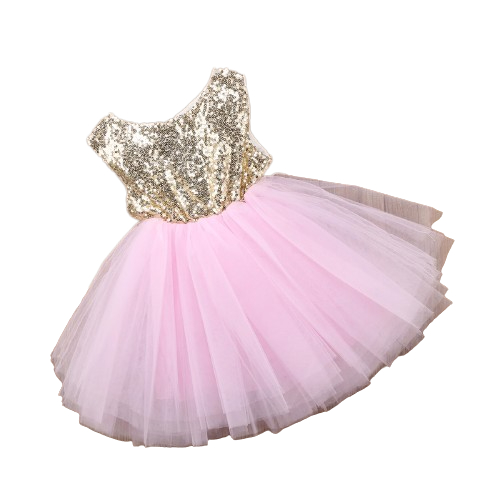 Vestido Infantil e Bebê de Festa Rosa c/ Top Paetê e Saia De Tulê