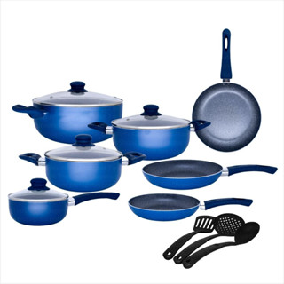 Conjunto De Panelas Blue Revestimento Em Cerâmica 10 Peças