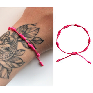 Kit 2 Pulseiras 7 Nós Pink rosa Kabbalah Akai Ito feminilidade