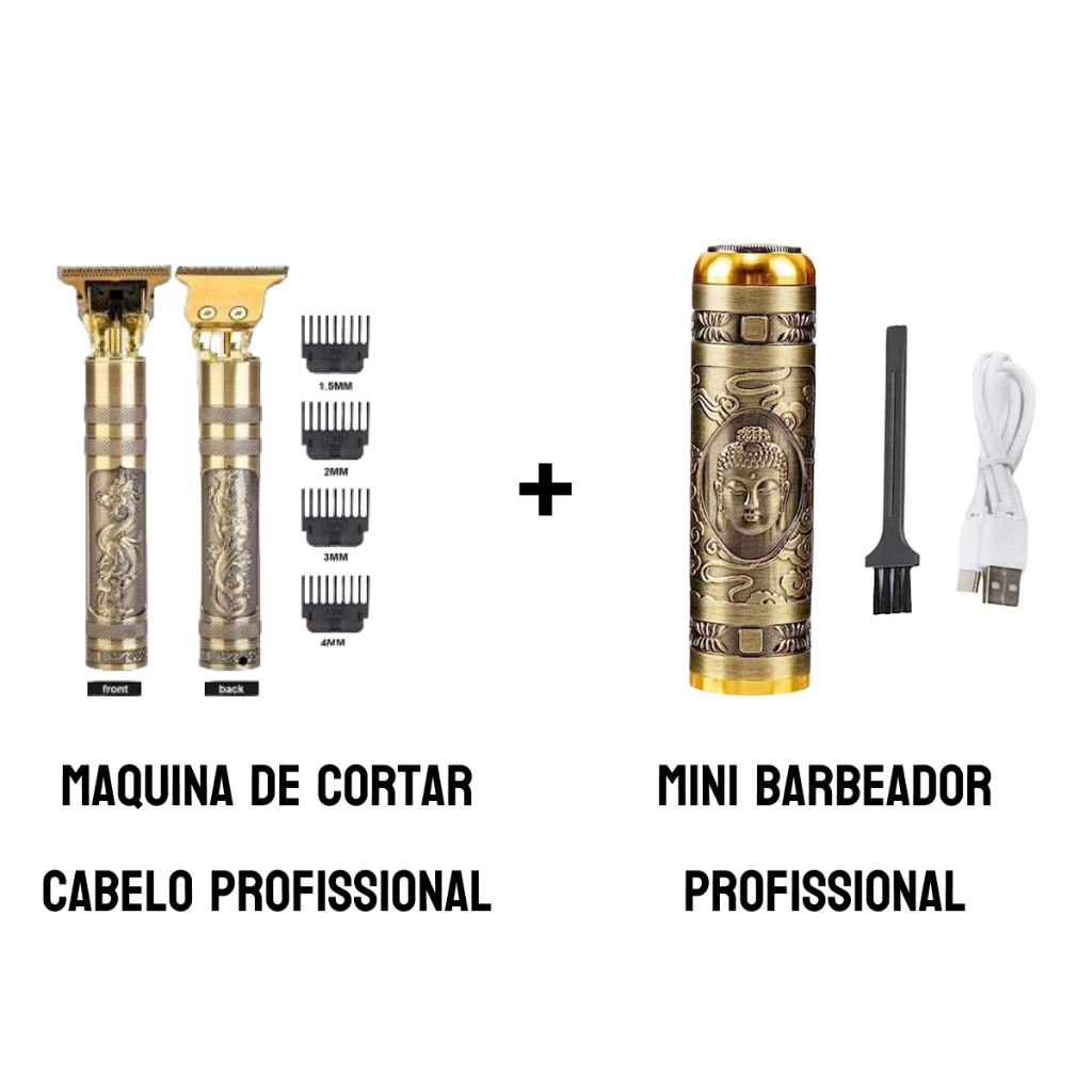 Novo Kit Barbeiro 1 Maquina de Cortar + 1 Mini Barbeador Profissional