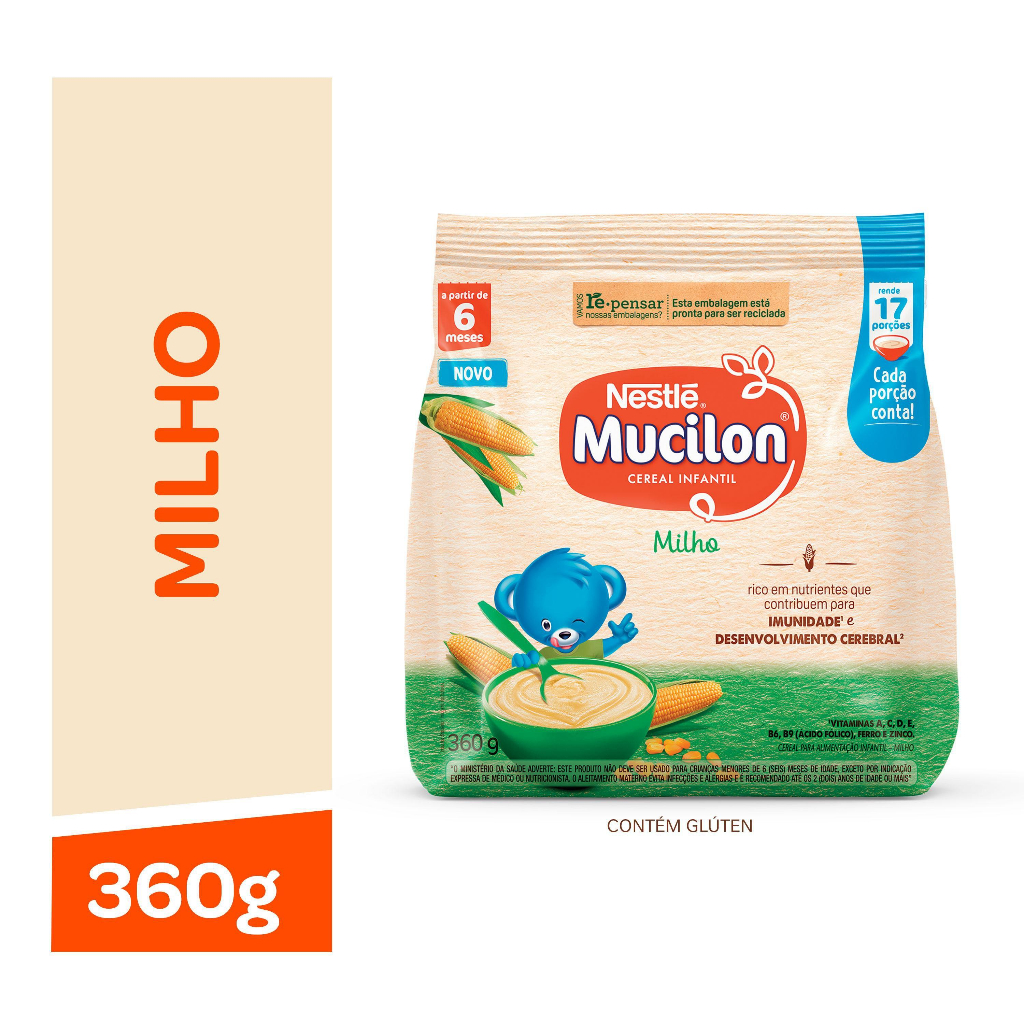 Mucilon Nestlé Cereal Infantil Milho | 180g ou 360g.