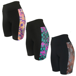KIT Com 3 Short Meia Coxa Fitness Feminina Com Detalhe Lateral Roupa De Academia Moda Fitness Estampas Sortidas