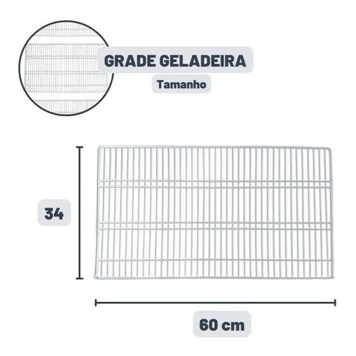 Grade Geladeira Refrigerador Prateleira Continental Copacabana Bosch Mabe 60 x 34 cm