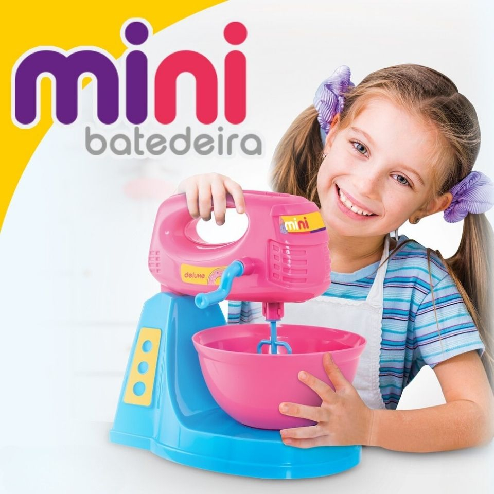 Mini Batedeira Infantil com Manivela Brinquedo Para Menina