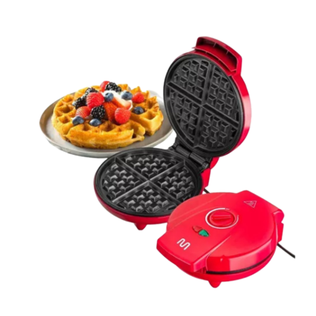 Maquina de Waffle Maker Antiaderente Vermelha