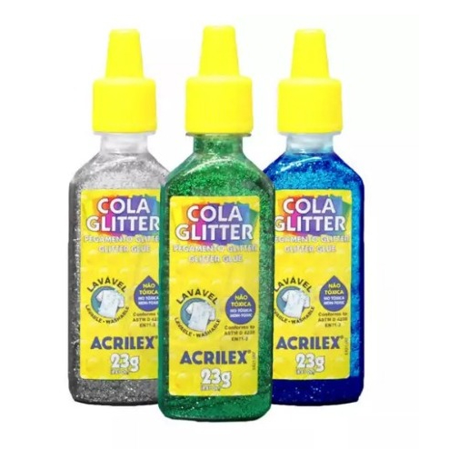 Cola Glitter Acrilex 2923 23g - A Cola de Glitter possui um exclusivo bico aplicador que facilita a pintura