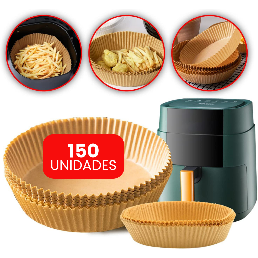 Forma AirFryer de Papel Descartável 16cm  Forro Protetora e Antiaderente