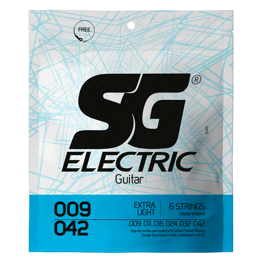 Encordoamento Corda .009 Níquel para Guitarra Tensão Extra Leve SG 5145