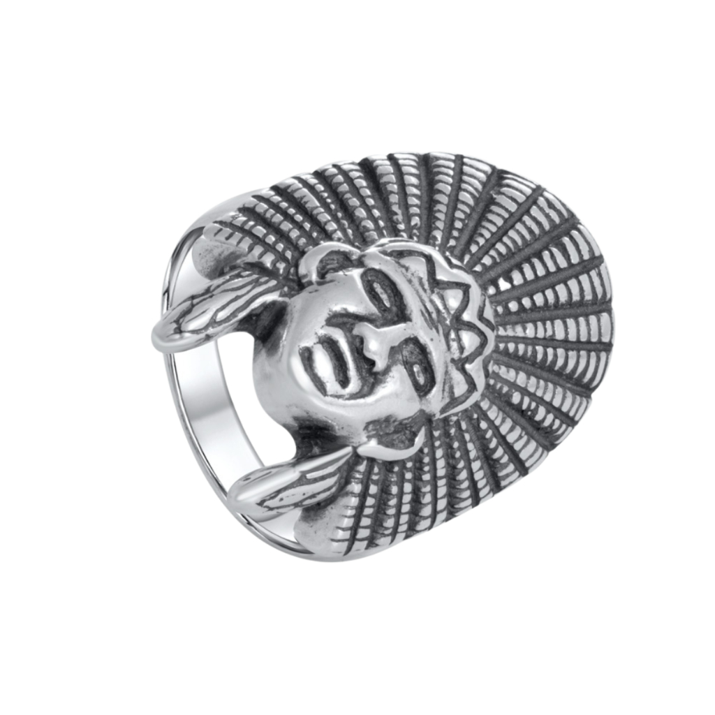 Anel Índio com Cocar Prata 925  Joia De Qualidade Elegante Confortável Estilo Único Acessório Elegante Design Exclusivo Deslumbrante Moderno Delicado Versátil Durável Garantia de qualidade