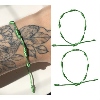 Pulseiras 7 Nós verde esmeralda Par Kabbalah Akai It Riqueza