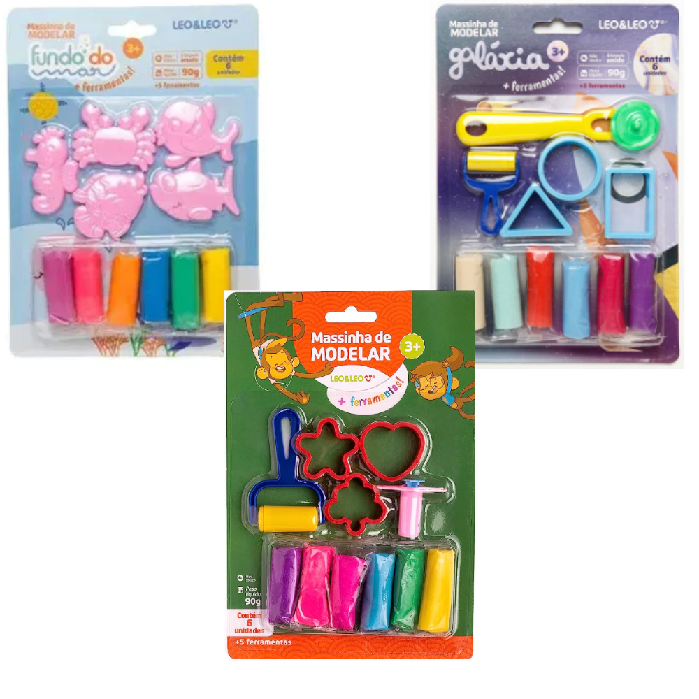 Massinha De Modelar Com 6 Cores + 5 Acessórios Leo & Leo