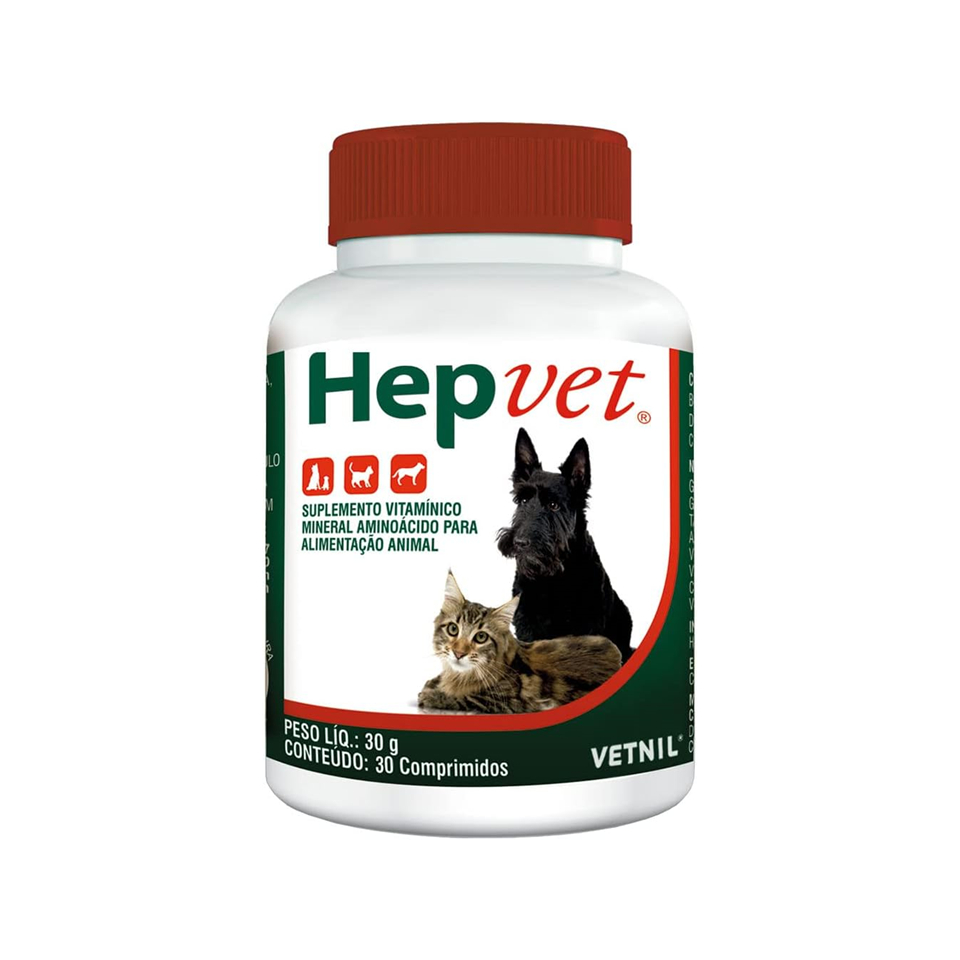 Hepvet Suplemento Cães Gatos Vetnil 30g - 30 Comprimidos