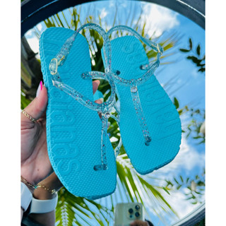 Kit com 12 Pares de Chinelo Zaya com Correia de Gliter