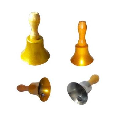 Sino Sineta 8cm ou 6cm Dourado Ou Prata Para Umbanda Sino De Mão Campainha Cabo De Madeira