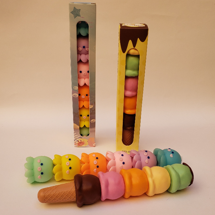 Canetas Marca Texto Polvo Polvinho/Sorvete Sorvetinho com 5 Cores/Papelaria Fofa/ Papelaria Kawaii