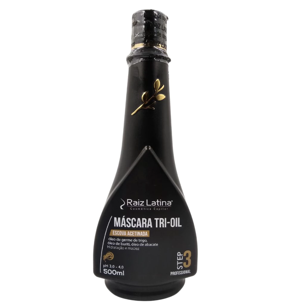 Máscara Tri- Oil Hidratante Step 3 Escova Acetinada Raiz Latina 500 ml Óleo de Germe de Trigo — imagem 1