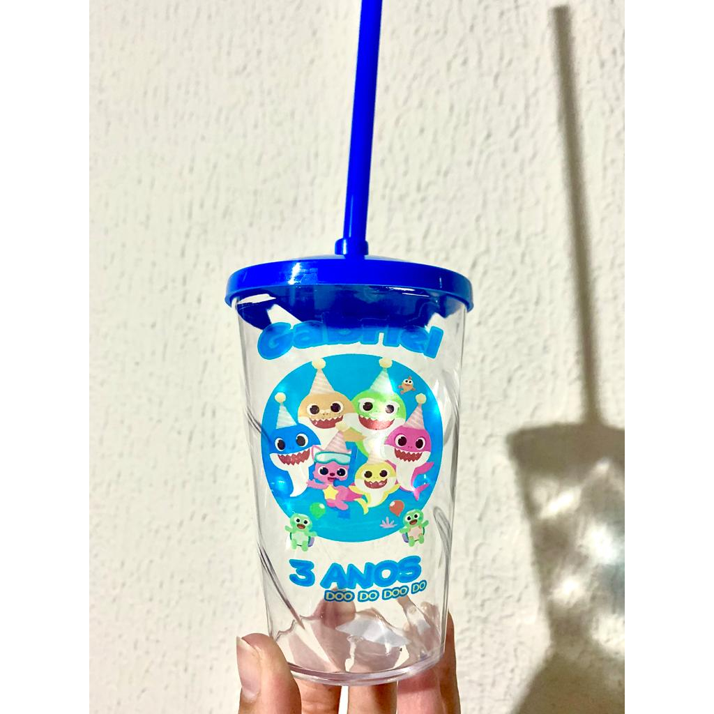 Kit 15 Copos Twister Coponudo Personalizado Aniversário Lembrancinha BabyShark
