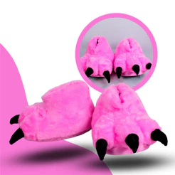 Pantufa Garra Rosa Estilo Barbie Filme 3D Adulto Infantil Pelúcia Oficial Quentinha Inverno Confortável