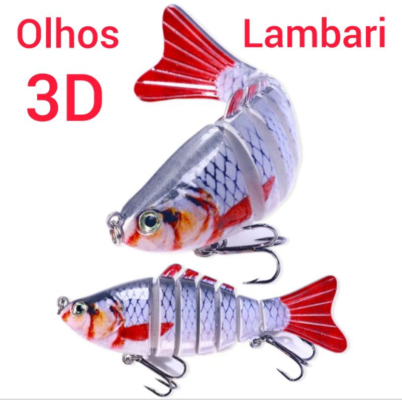 Isca Artificial Articulada Lambari 3D Tucunarés Dourado Traíra