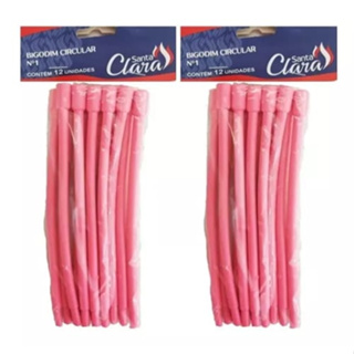 Bigodim Bigudinho Circular Nº1 Kit 24 Unids Santa Clara Na Cor Rosa em Oferta na Shopee