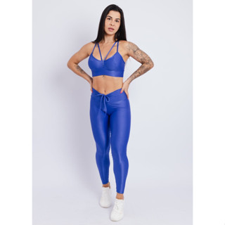 Conjunto aveludado de compressão calca empina e top > cores