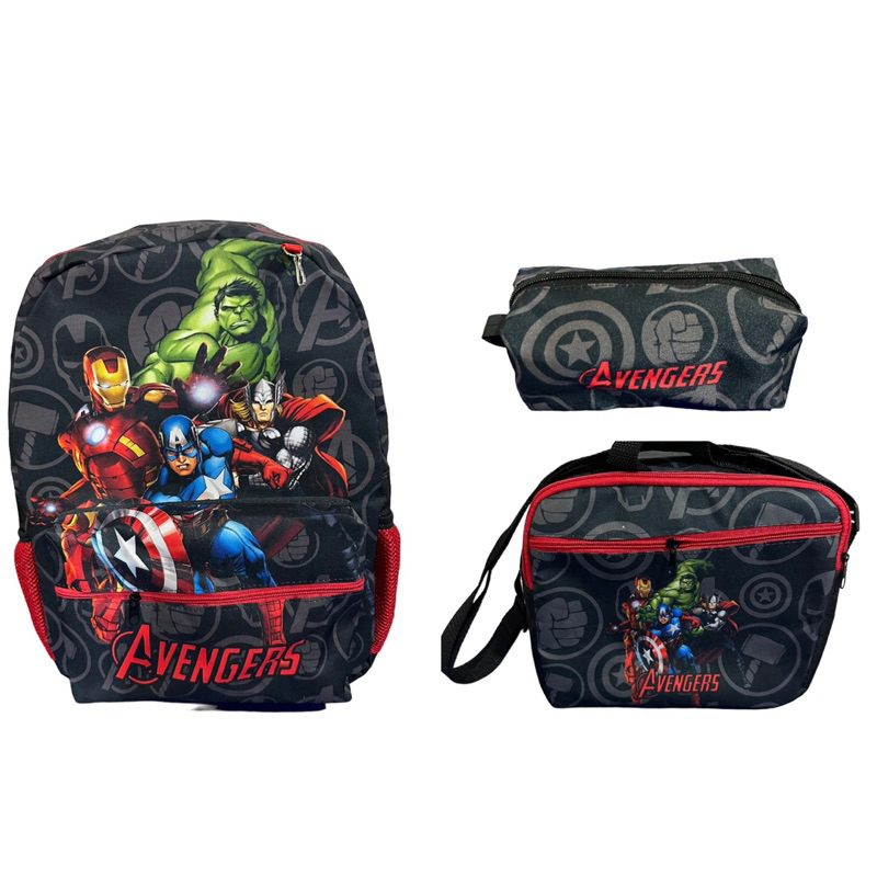 Kit Mochila Os Vingadores costas Lancheira Térmica e Estojo