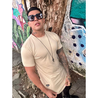 Camiseta Longline Masculina Malha Suede Light