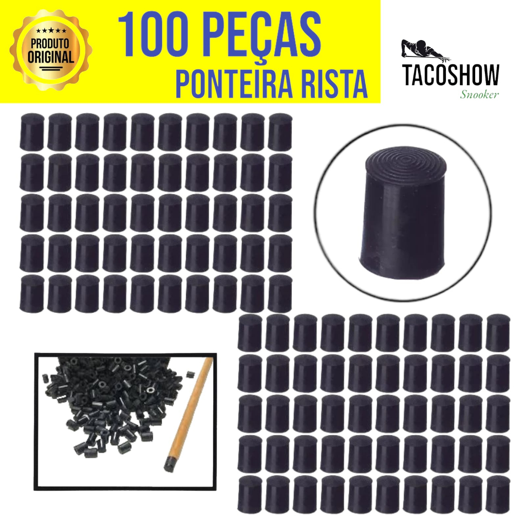Ponteira de Plástico Virola Preta Para Taco de Sinuca Bilhar 100 Peças Snooker Rista Ponteiras Kit